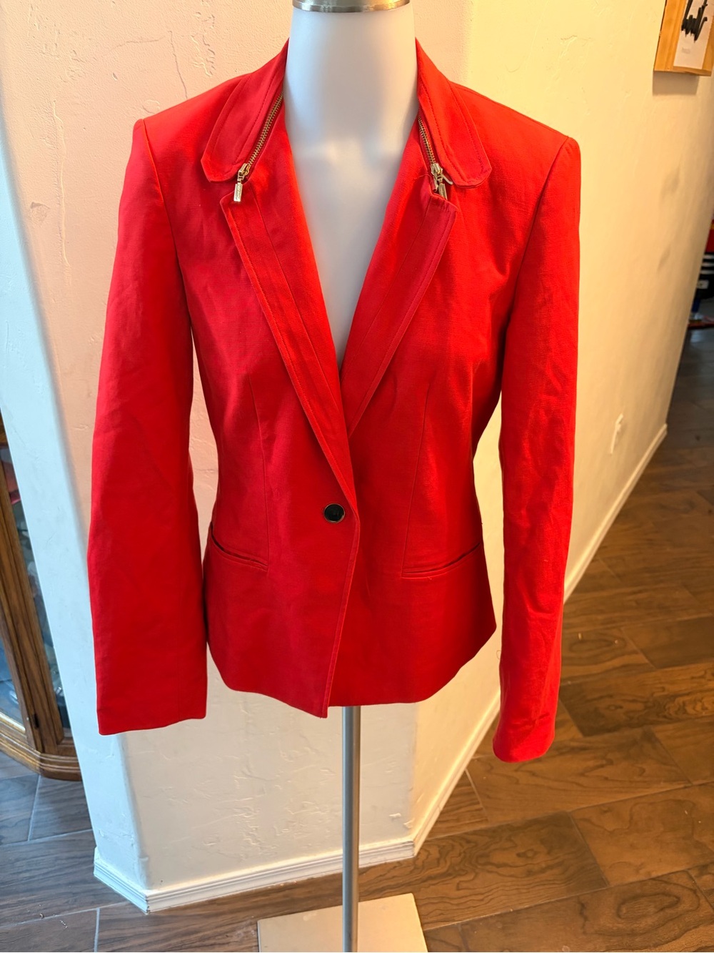 Calvin Klein Red Tailored Single-Button Blazer - Picture 2 of 7